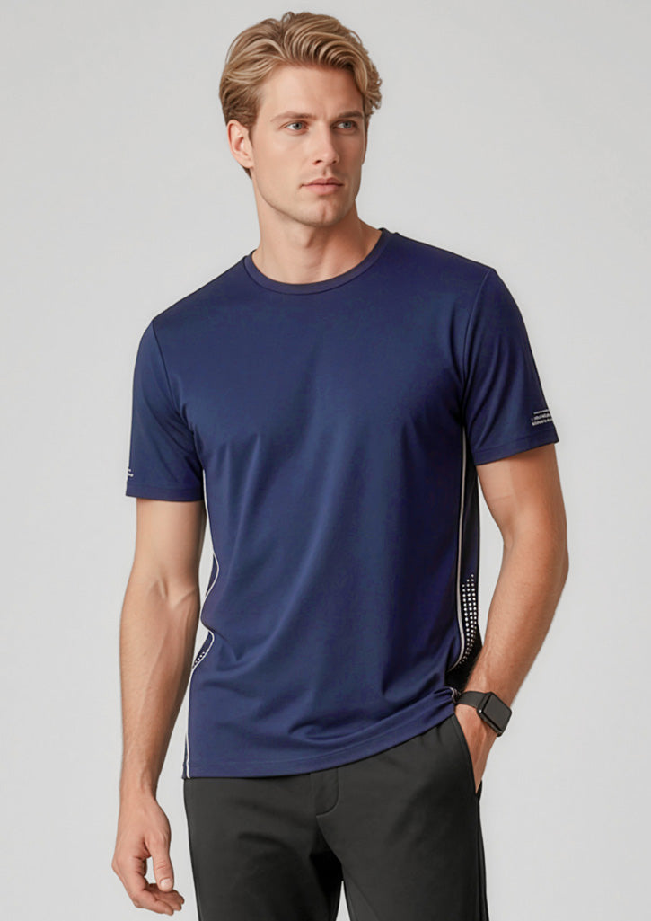 Mens Balance Short Sleeve Tee ||SRC=https://cdn.fashionbizapps.nz/honeybee/images/T318MS_Talent_Navy_White_01.jpg