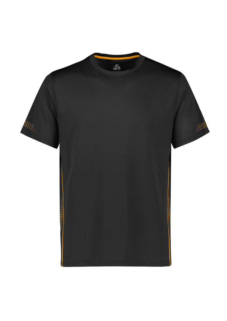 Mens Balance Short Sleeve Tee - Black/Gold ||SRC=https://cdn.fashionbizapps.nz/honeybee/images/T318MS_bProduct_Black_Gold_01_dcB0Ptb.jpg