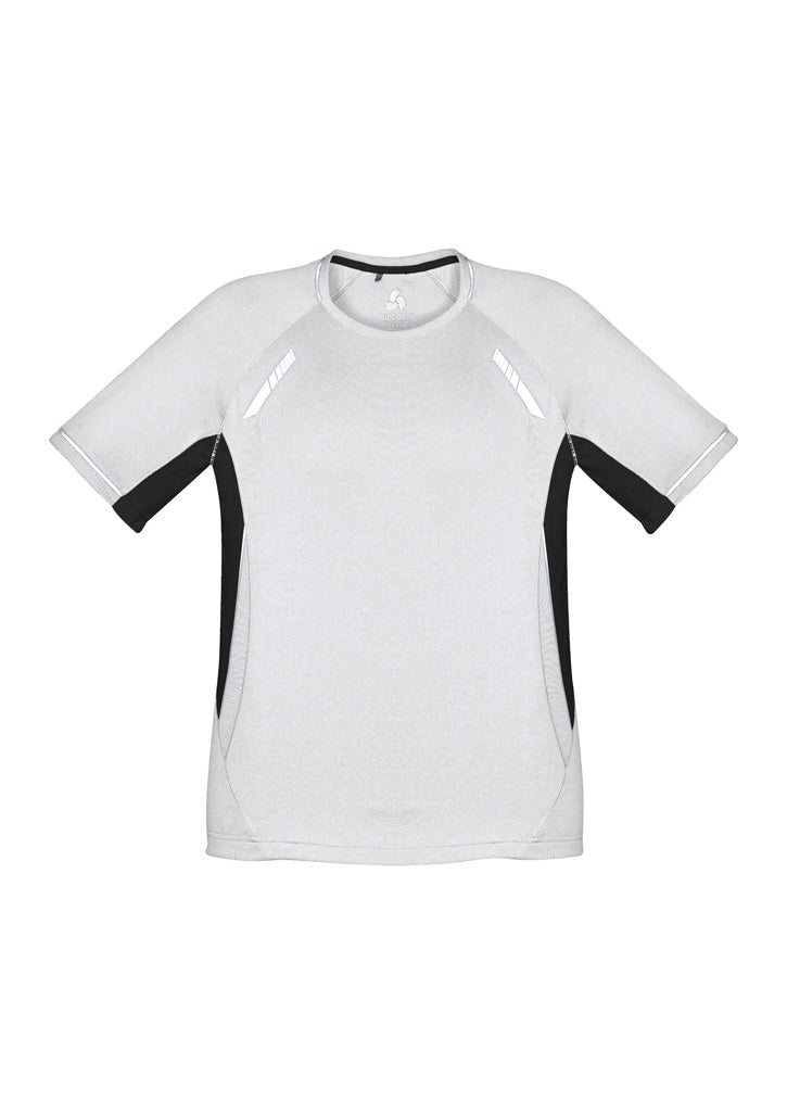 Kids Renegade Short Sleeve Tee - White/Black/Silver ||SRC=https://cdn.fashionbizapps.nz/honeybee/images/T701KS_bProduct_White_Black_Silver_01_MzYdscC.jpg