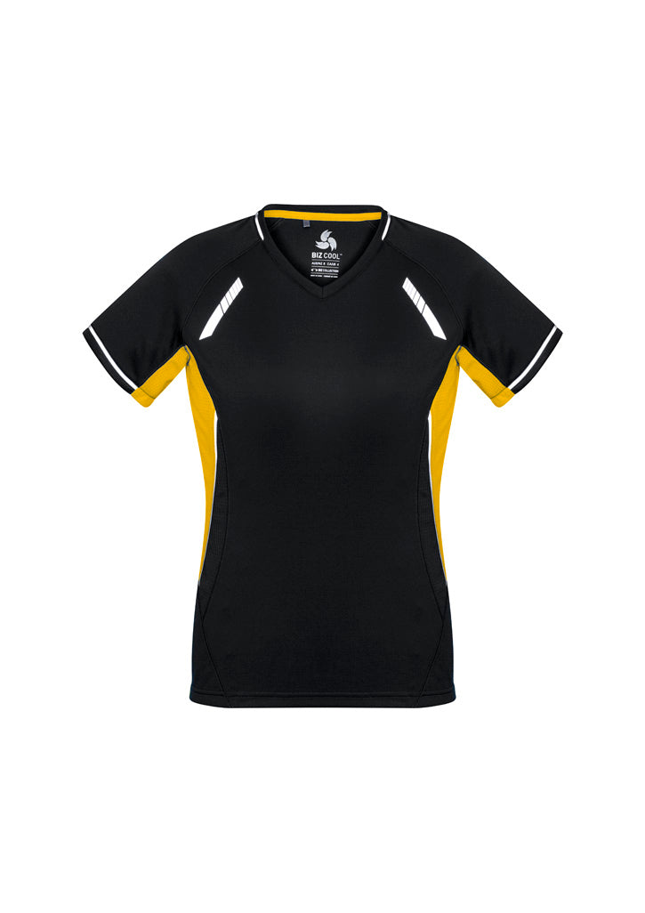 Womens Renegade Short Sleeve Tee - Black/Gold/Silver ||SRC=https://cdn.fashionbizapps.nz/honeybee/images/T701LS_bProduct_Black_Gold_Silver_01_bYQD9DA.jpg