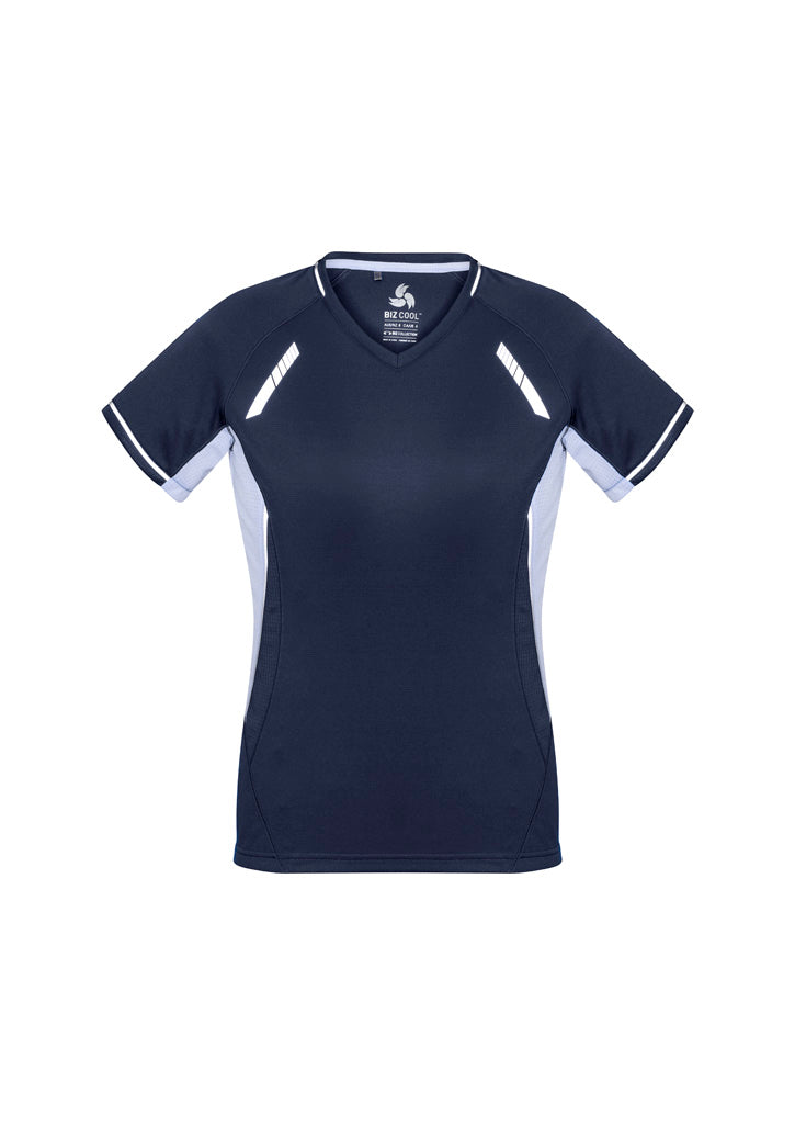 Womens Renegade Short Sleeve Tee - Navy/White/Silver ||SRC=https://cdn.fashionbizapps.nz/honeybee/images/T701LS_bProduct_Navy_White_Silver_01_u9FXCbe.jpg